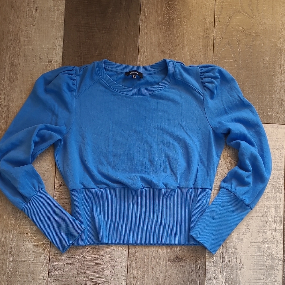 ME + EM Blue Puff Sleeve Top SIZE 8